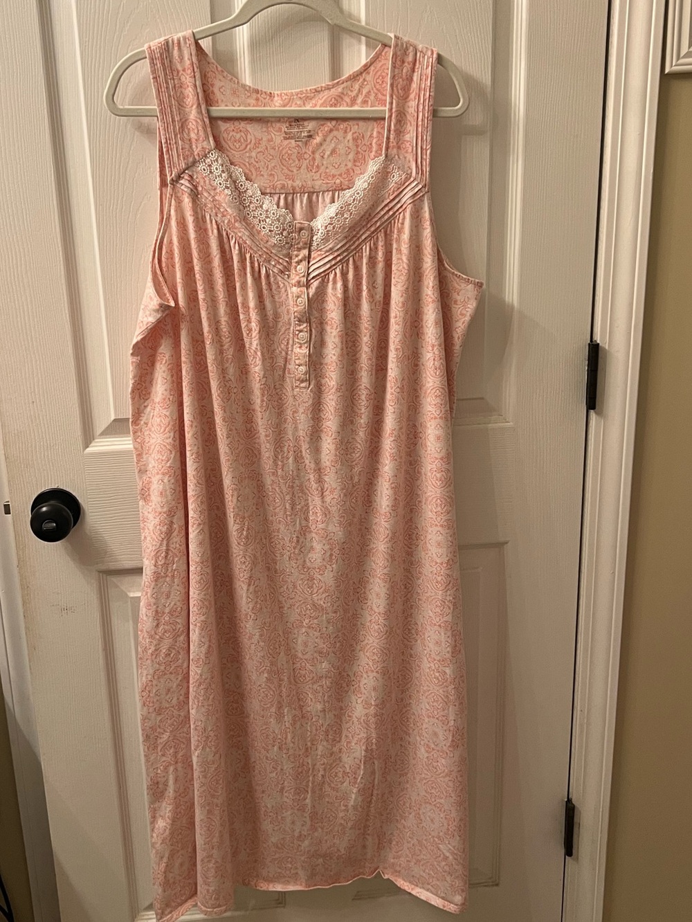 Croft & Barrow Intimates Pink Paisley Sleeveless Nightgown Lace Trim 2X
